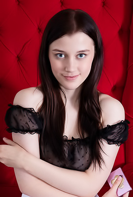 Enid Teases With An Upskirt Glimpse Of Her Plump Lips While Bending Over In Lace