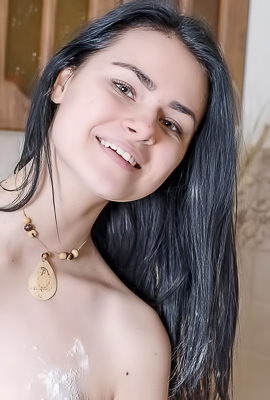 Silvers Velvet Skin and Necklace Bounce as She Strips to Panties