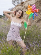 Bozhena Turns On In Field Showing Off Her Hairy Pussy And Perky Nipples - photo 01
