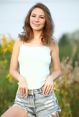 Galina A Posing Outdoors With Her Great Smile