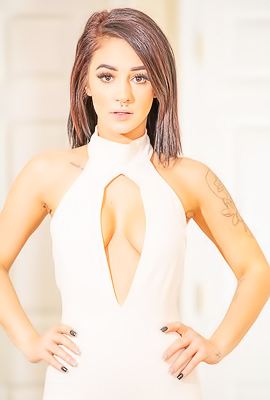 Caroline Moore In White Dress