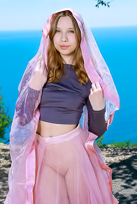 Estella Adorable Russian Blonde Is Soon Naked In The Sunshine