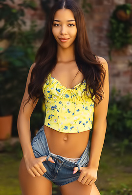 Lia Lin Shows Off Her Peachy Bottom In Bun-hugging Jean Shorts