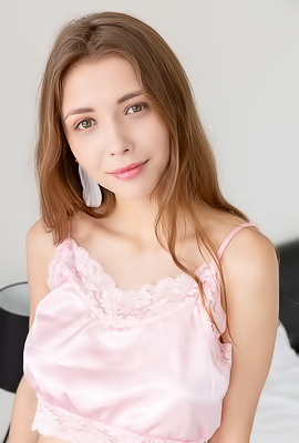 Mila Azul Teases In Pink Silk Lingerie With Irresistible Solo Play On Crisp Sheets