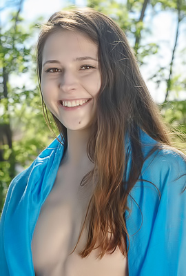 Maat Seductively Teasing In Thongs Outdoors With Long Hair And Perky Nipples