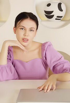 Kris Si Entices In Panties While Displaying Perky Nipples And Agile Feet On A Chair Indoors