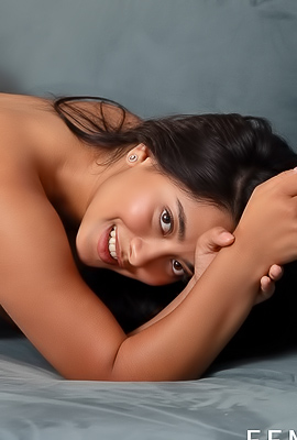 Amina V Teases on Velvet Couch, Silk Bra and Thong Concealing Her True Intentions